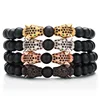 Beads jewelry micro-inlaid zircon double leopard head bracelet 8mm matte agate braided elastic line bracelet