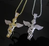 iced out hip hop micro pave cz angel piece 2016 silver mens chain necklace