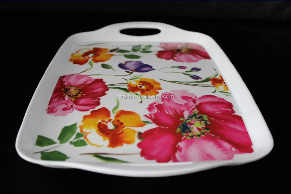 Flower Print Melamine Homeware tray, Plastic tray