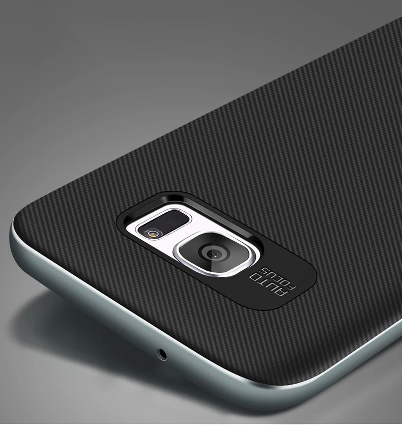 2 IN 1 Carbon Fiber TPU+PC Back Cover Case For Samsung Galaxy S7