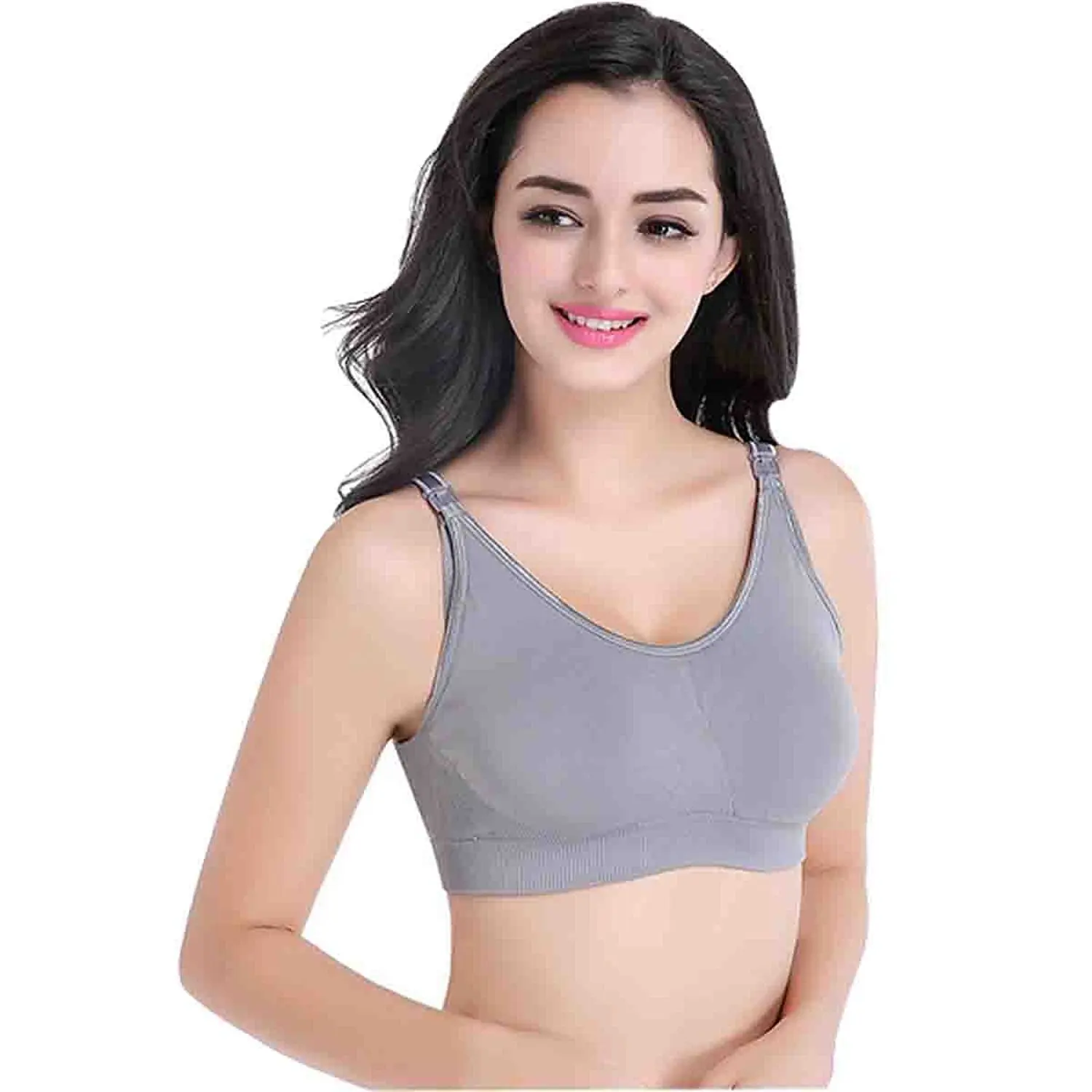 Bornbayb Womens Front Button Wirefree Maternity Nursing Bra Soft Push Up Sleep Breastfeeding Bra