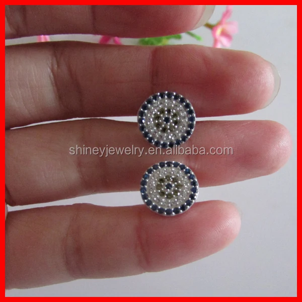 925 sterling silver micro pave cz evil eye earring