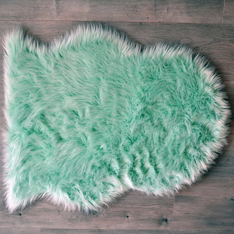 Hot sale pure white silver tip dying faux sheep skin rugs