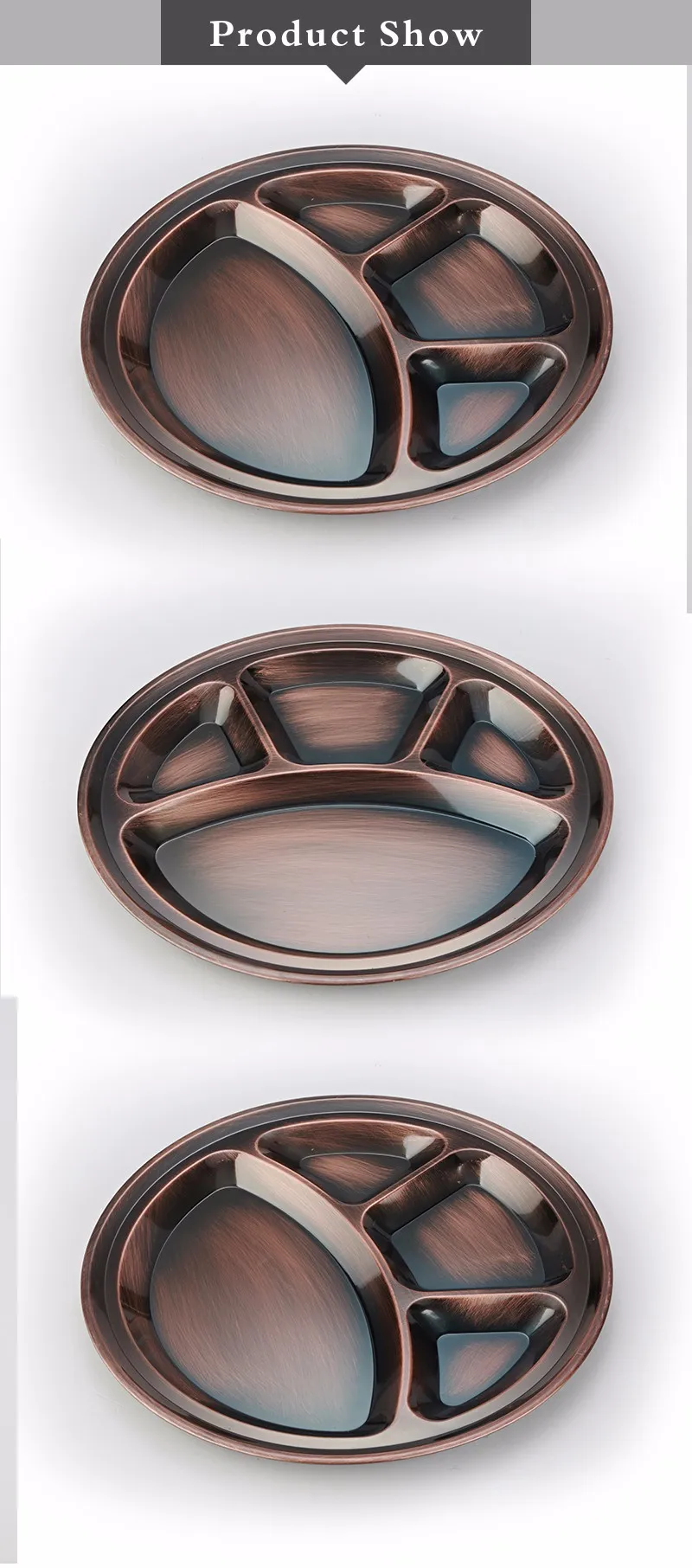 4 Compartment Stainless Steel Round Lunch Plate Cover Plate Buy 4