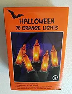 1 Box 70 Orange Mini Lights - Halloween Black Wire - Indoor/Outdoor Steady Burning or Flashing (13.5 Feet Lighted Strand Length)
