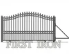 Durable single arched wrought iron sliding gate with circle design, rust free and stable performance