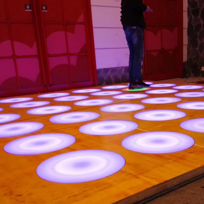 New design round shape outdoor led lighted floor dance tiles interactive floor led