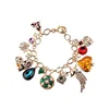Aliexpress hot sale new vintage gold chain colorful charms ladies bracelet KLB1103