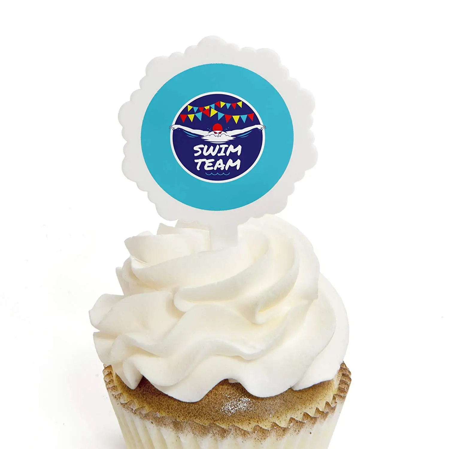 Big Dot of Happiness Making Waves - Swim Team - Cupcake Picks with Stickers - Swimming Party or Birthday Party Cupcake Toppers - 12 Count