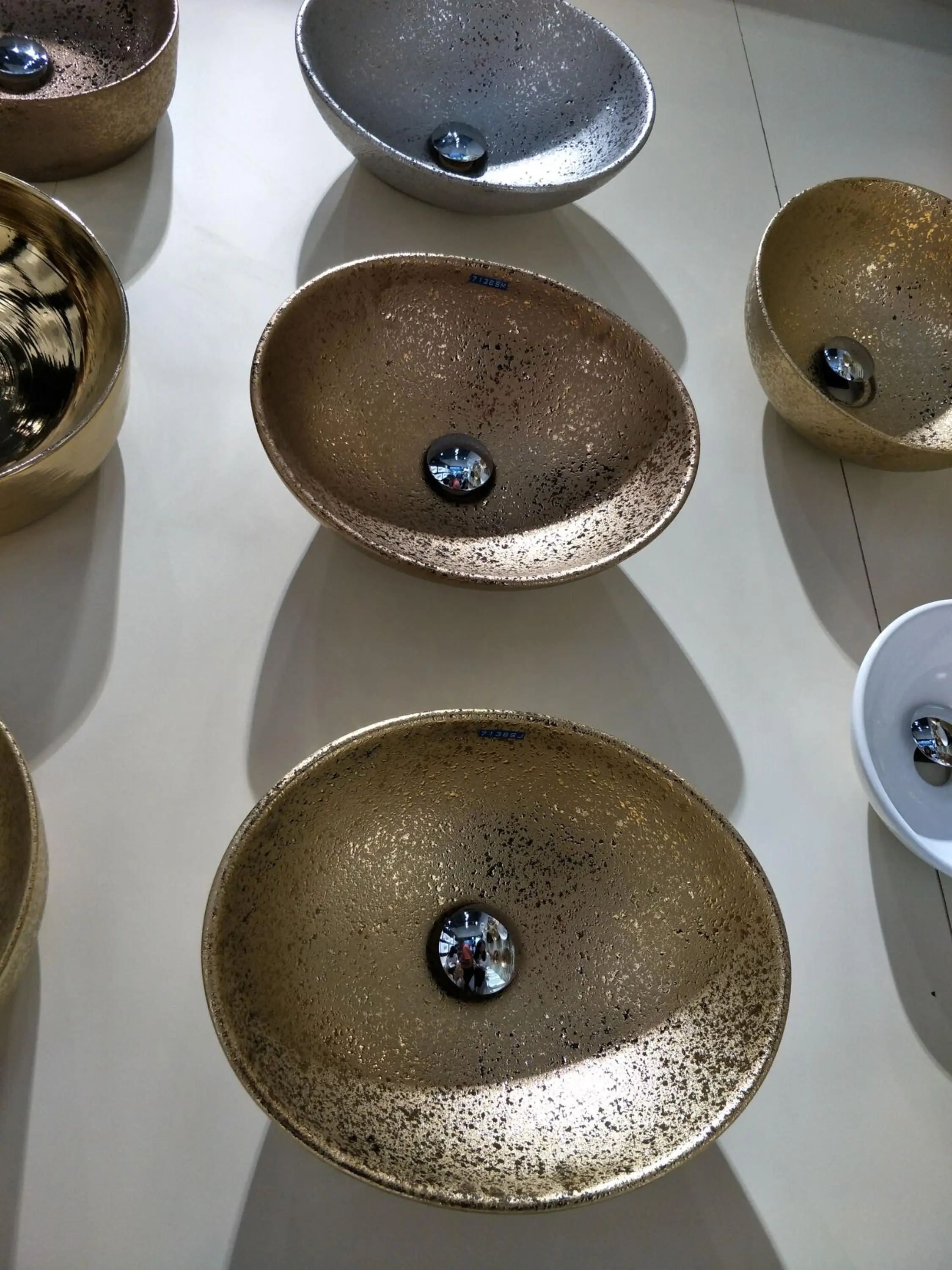 Canton Fair Best Sell Bathroom Vanity Lavabo Bowl China Ceramic Small Size Mini Oval Boat Shape Silver Wash Basin View Silver Wash Basin Pate Product Details From Foshan Pate Sanitary Ware Co