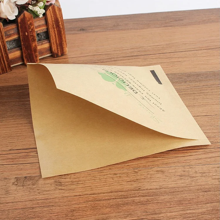 Direct Factory Customized Brown Two Side Sealed Kraft Paper Pocket for Food Packaging