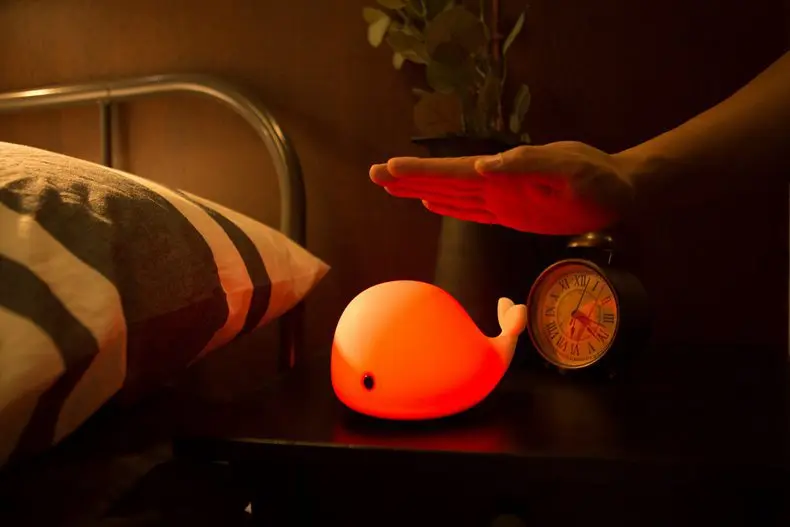 Soft Silicone LED dolphin night light Colorful with tap control and color change