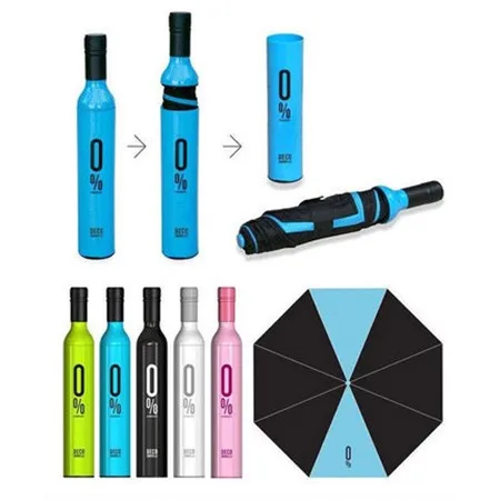 Customized Logo More Pattern Three-folding Rain Umbrella Wine Bottles Umbrella With Sivler Coating Fashion Creative Gift agent