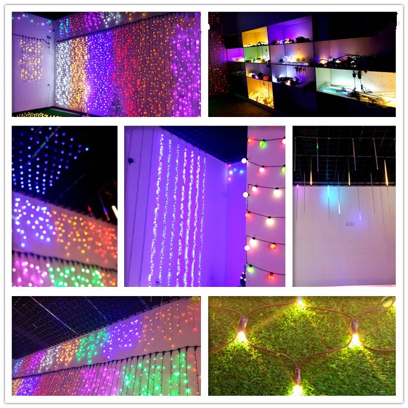 multicolor led net light,clear pvc cable,with connectors,set as a backdrop,wall decoration,pack the tree