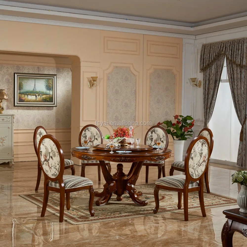 France Round Back Dining Solid Wood Classic Restaurant Chairs And Table Set Chair