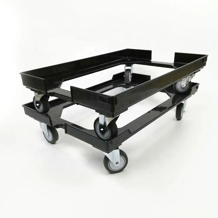 New Design Stacking Moving Durable Plastic Crate Storage Plastic Dolly