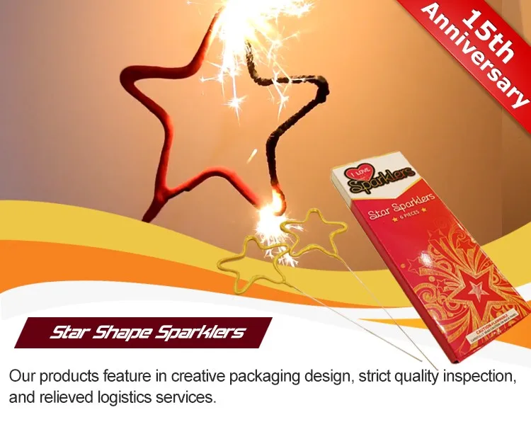 Supply superior quality star shaped hand-hold sparklers