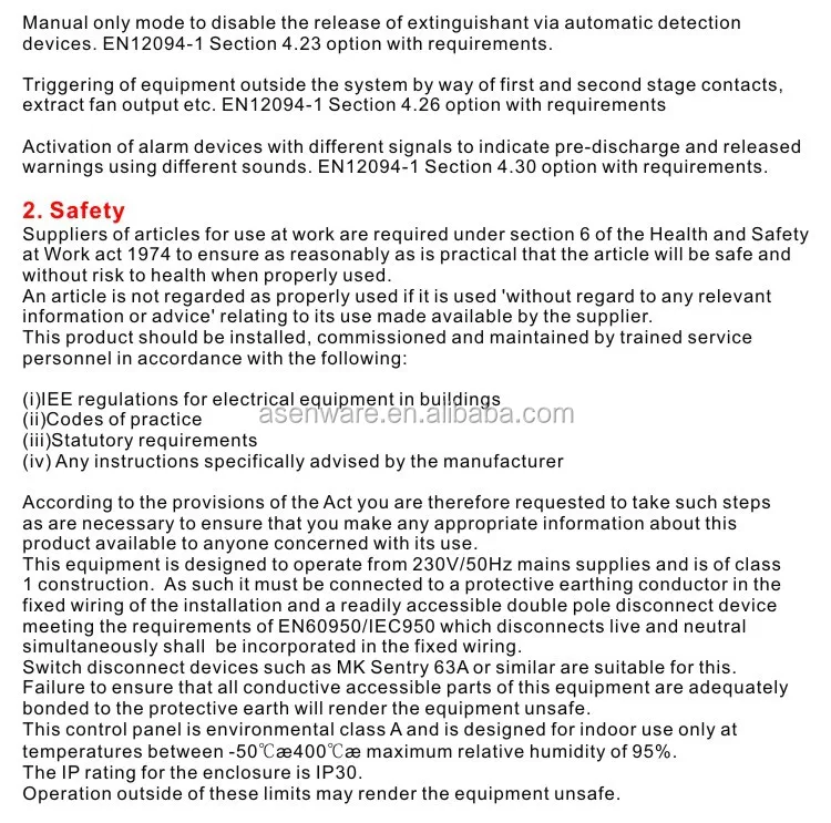 AW-GEC2159 Automatic fire extinguisher control panel
