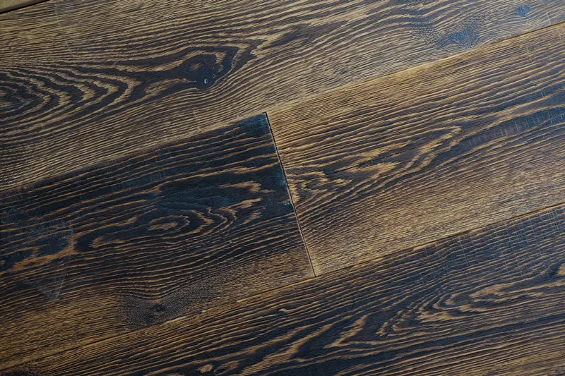 Brushed Burned Engineered European Oak Wood Flooring Hard Wax Oil Finish