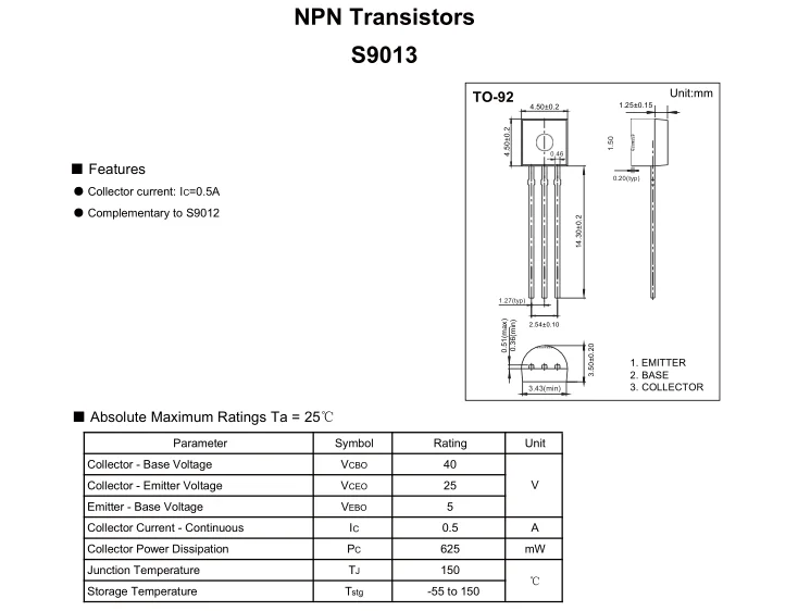 S9013 Manufacturer To92 Transistor S9013 - Buy S9013,Transistor S9013 ...