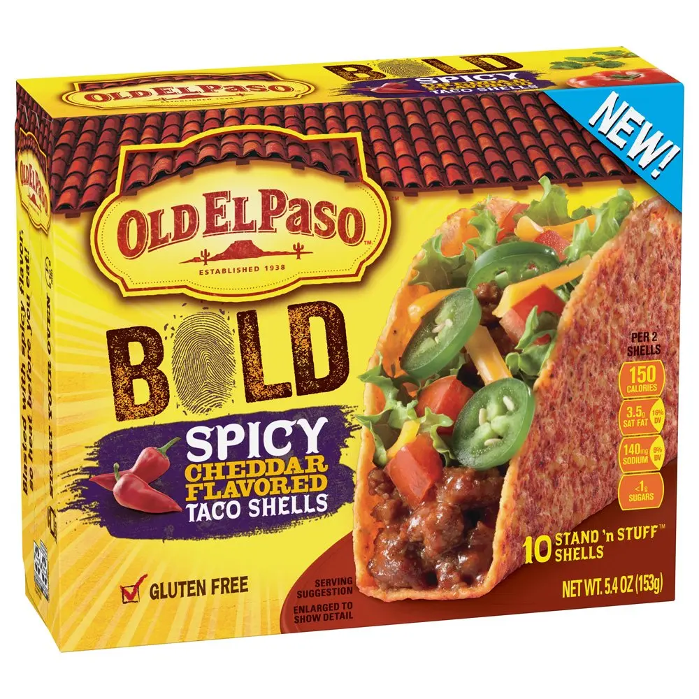 Old El Paso Gluten Free Stand 'n Stuff Bold Spicy Cheddar Flavored Tac...