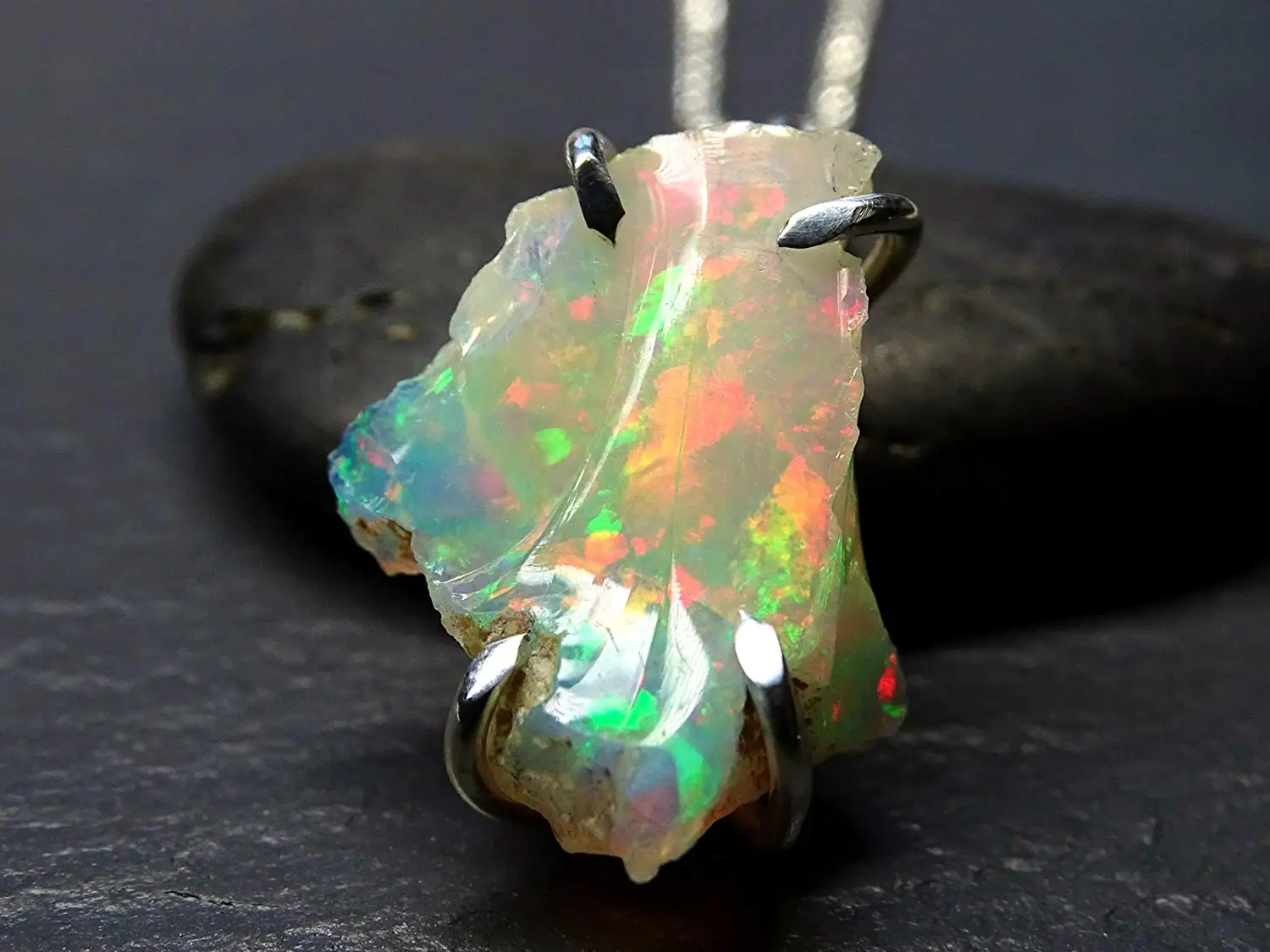 Buy welo opal necklace, raw opal pendant silver, rough