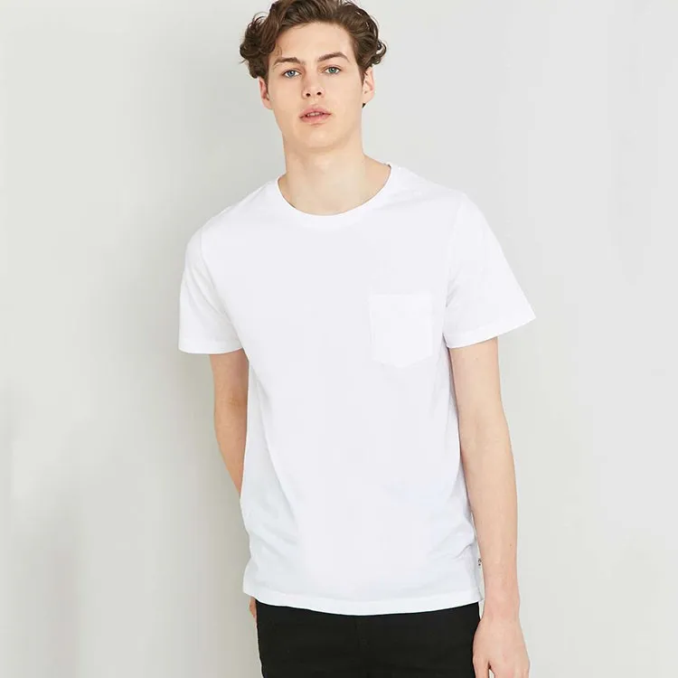 Plain White T- Shirt Basic One-pocket T Shirt With Wholesale Price ...