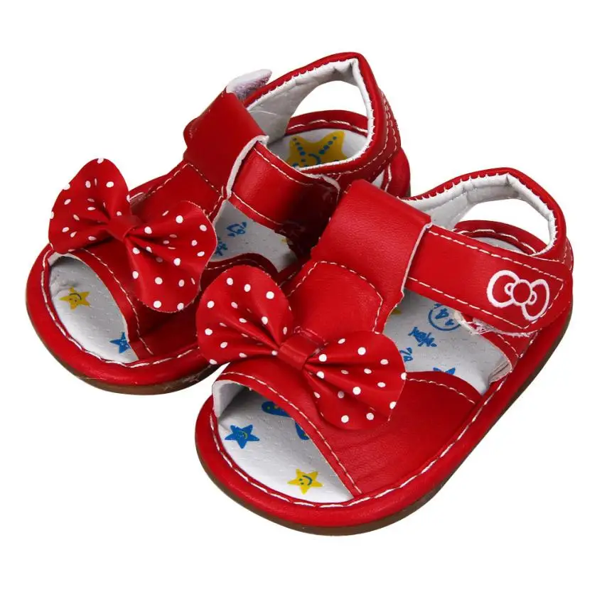 Splendid 2016 new arrival Kid Toddler New Bowknot Girls Printed Sandals Soft Soled Baby Shoes 5
