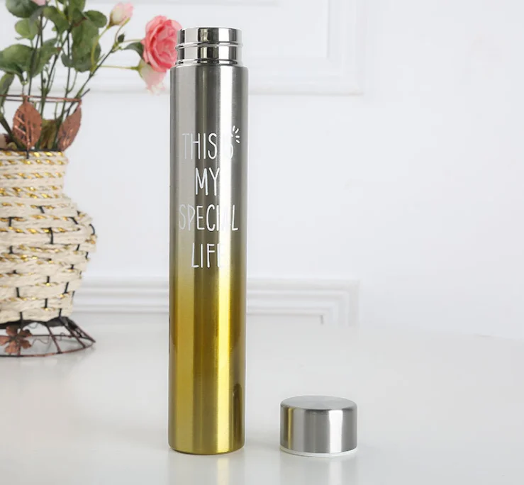 Slim Thin Stainless Steel Vacuum Insulated Thermos Water Bottle Leak