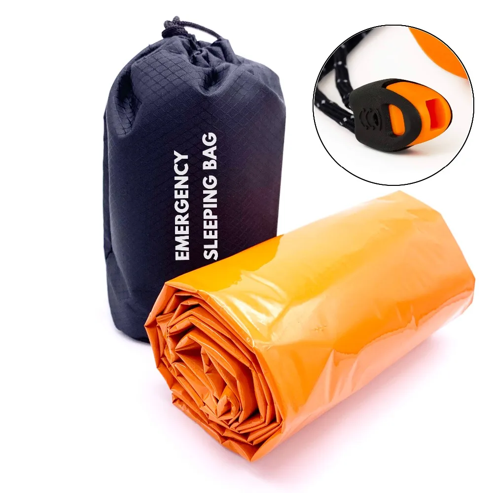 Nylon Drawstring Bag Emergency Mylar Sleeping Bag With Whistle - Buy ...