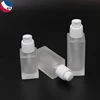 GuangZhou cosmetic different size frosted white color rectangle glass bottles with pump
