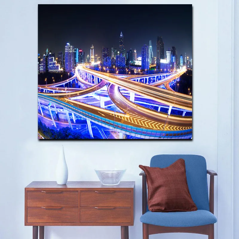 Led Light Canvas Art Painting Hot Sale Gorgeous City Night Scene ...