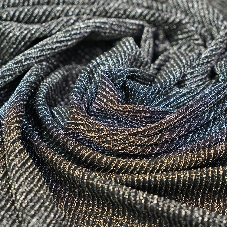 热卖金色金属质感面料压褶面料服装
