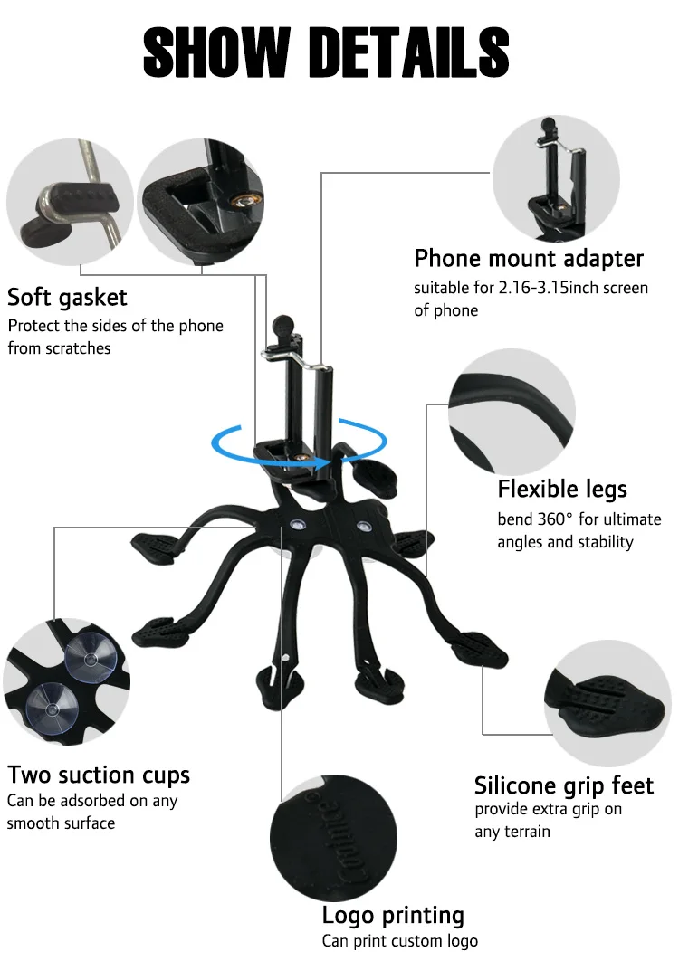 Adjustable Non-Slip Silicone Handlebar Rack car Mount flexible silicone mobile phone holder