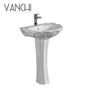 Vanchi brand black ceramic flower shape hand wash pedestal basin sanitary wares in bathroom sinks