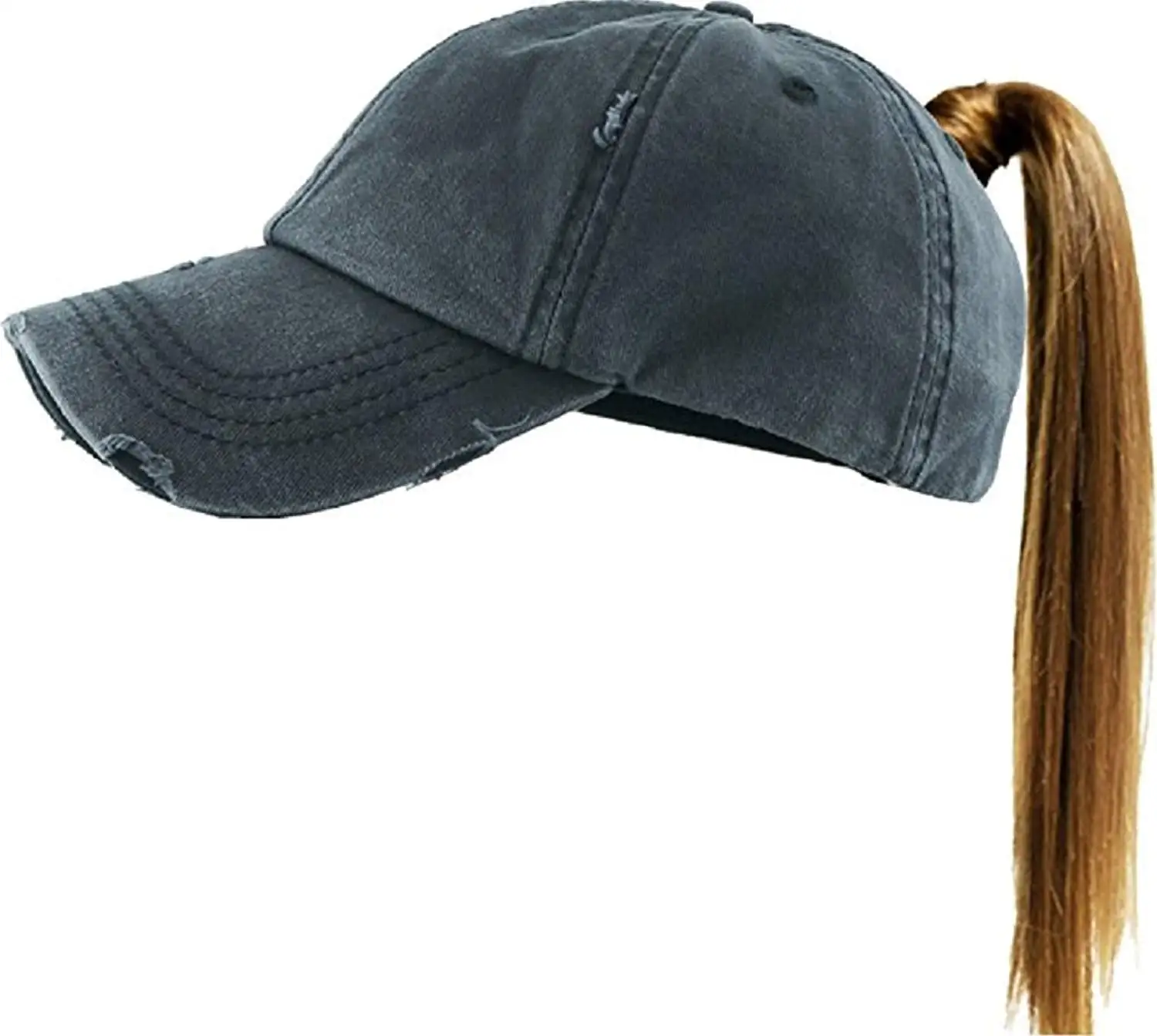 ball cap with ponytail attached