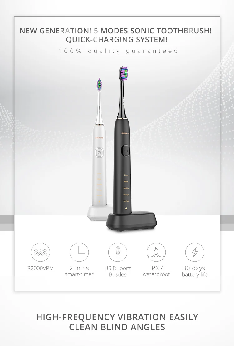 New Electric toothbrush 5 modes Sonic Electric Toothbrush For Adult CE ROHS Approved