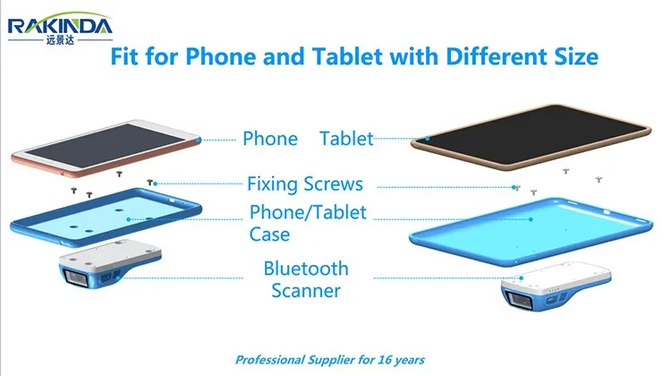 Handheld Bluetooth Scanner 1D/ 2D barcode reading engines for Phone/Tablet with Different Size