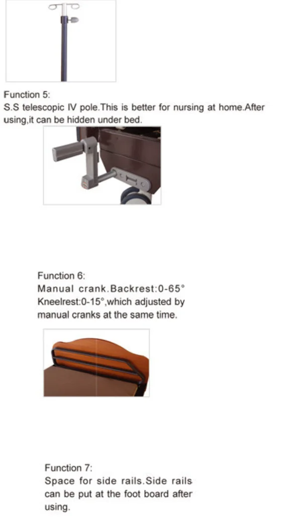 Factory produced luxury home care bed for hospital and personal family use with manual crank