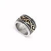 Fashion Creative Vine Leaf Pattern 15mmTitanium Steel Ring Gold Ocean Wave Silver Band Men Ring