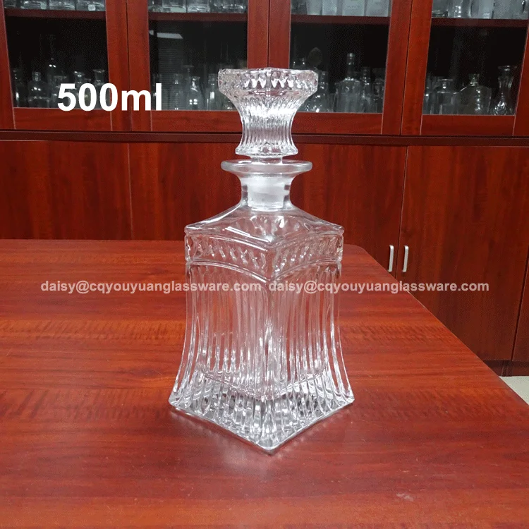 500 Ml Exotic Shape Square Bottom Bulk Decanter Whiskey Wholesale Buy