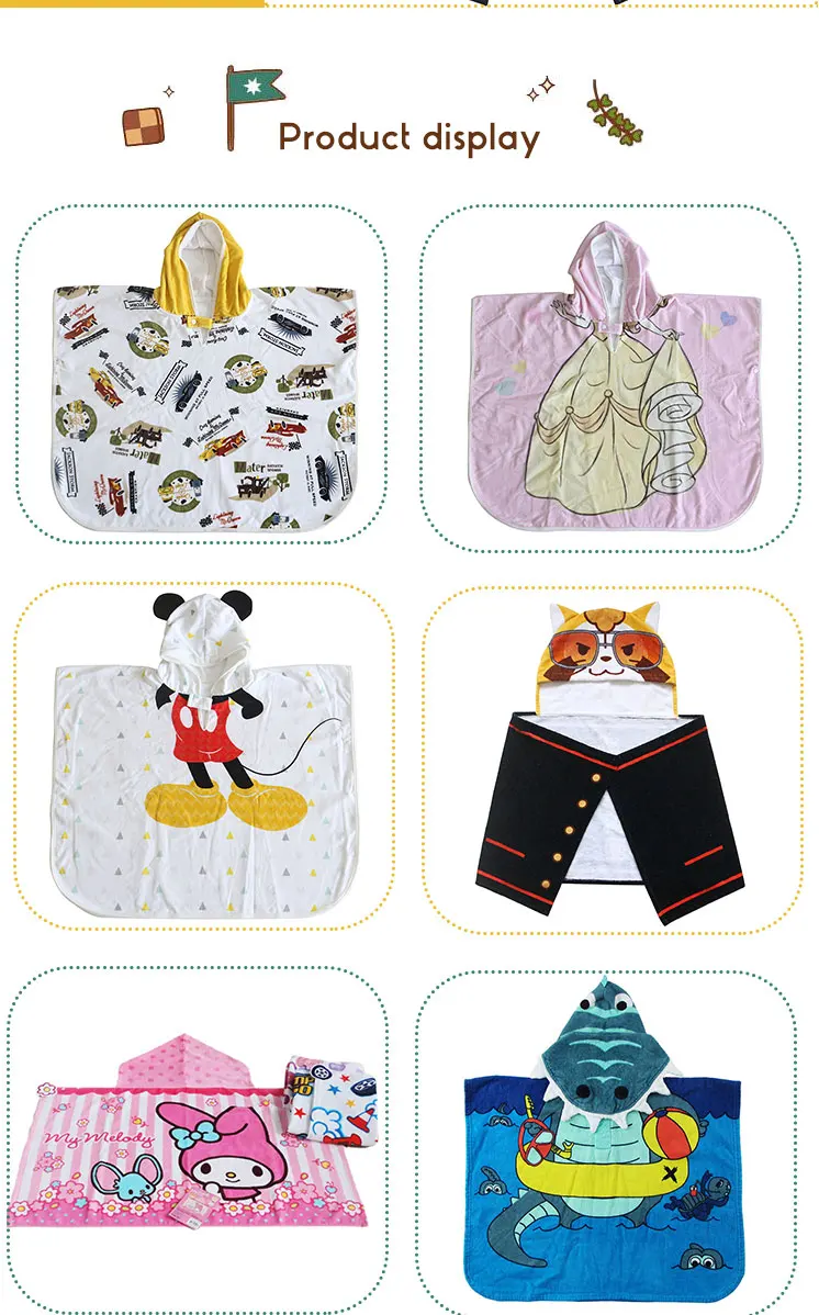 China supplier hot sale 100% cotton hooded towel/poncho for baby kids