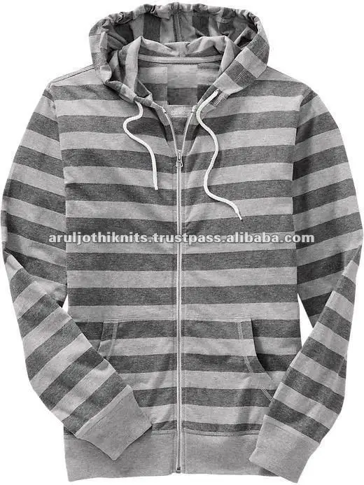 black and grey striped zip up hoodie