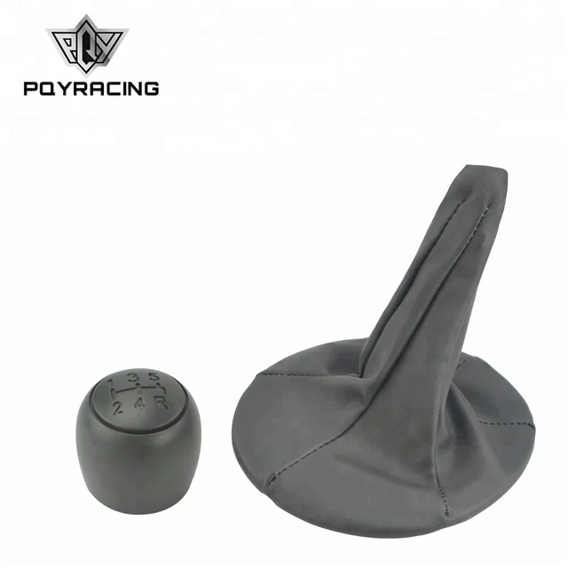 Gear Shift Cover Specific for Fiat Panda from 2003/ to 2011 in/ Real Black Leather and Red Stitching