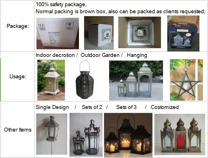 Outdoor Indoor Led Decoration Lanterns Sets Metal Glass Candle Lanterns With Antique Copper
