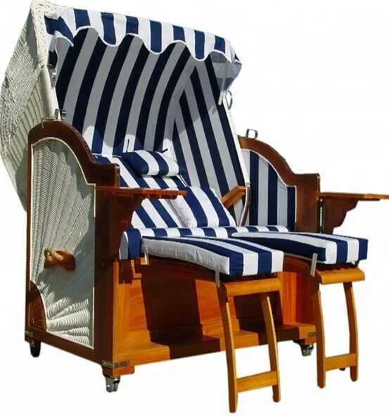 Roofed Wicker German Beach Chair For 