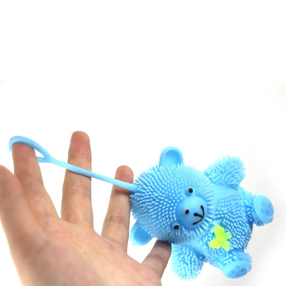 Healthy puffer ball stress relief blue tpr soft teddy bear toy
