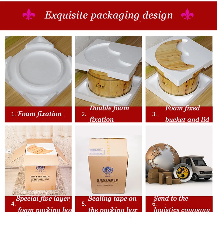 China Manufacturer Eco-Friendly Wood Spa Foot Soaking Massage Basin
