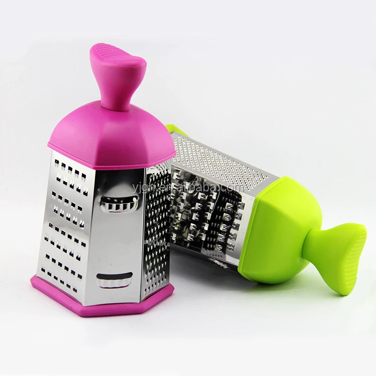 Pink Manual Food Processor Garnish Tool 8 Inch 6 Way Plastic Handle