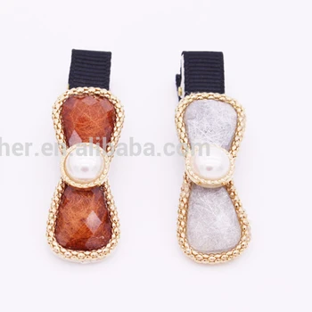 Fashion Hair Clips For Kids Plastic Stone And Semicircle Pearl Or